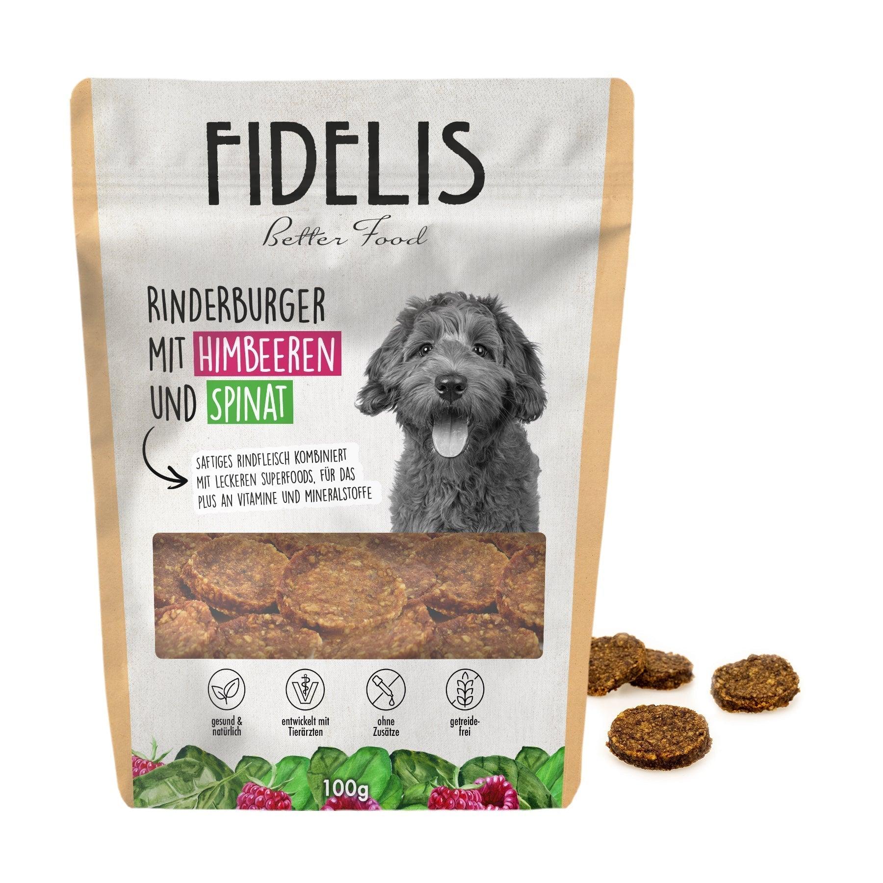 Rinderburger mit Himbeeeren und Spinat (100g)