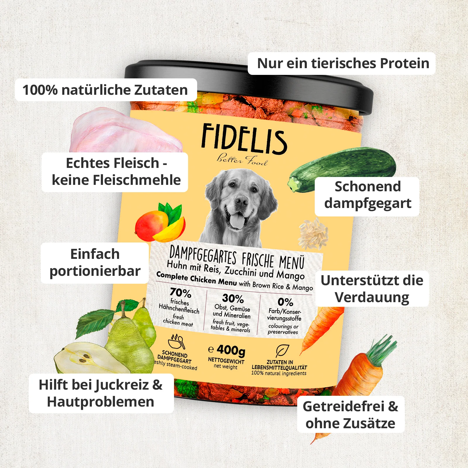 Huhn mit Reis, Zucchini und Mango (im Glas) - Image 3