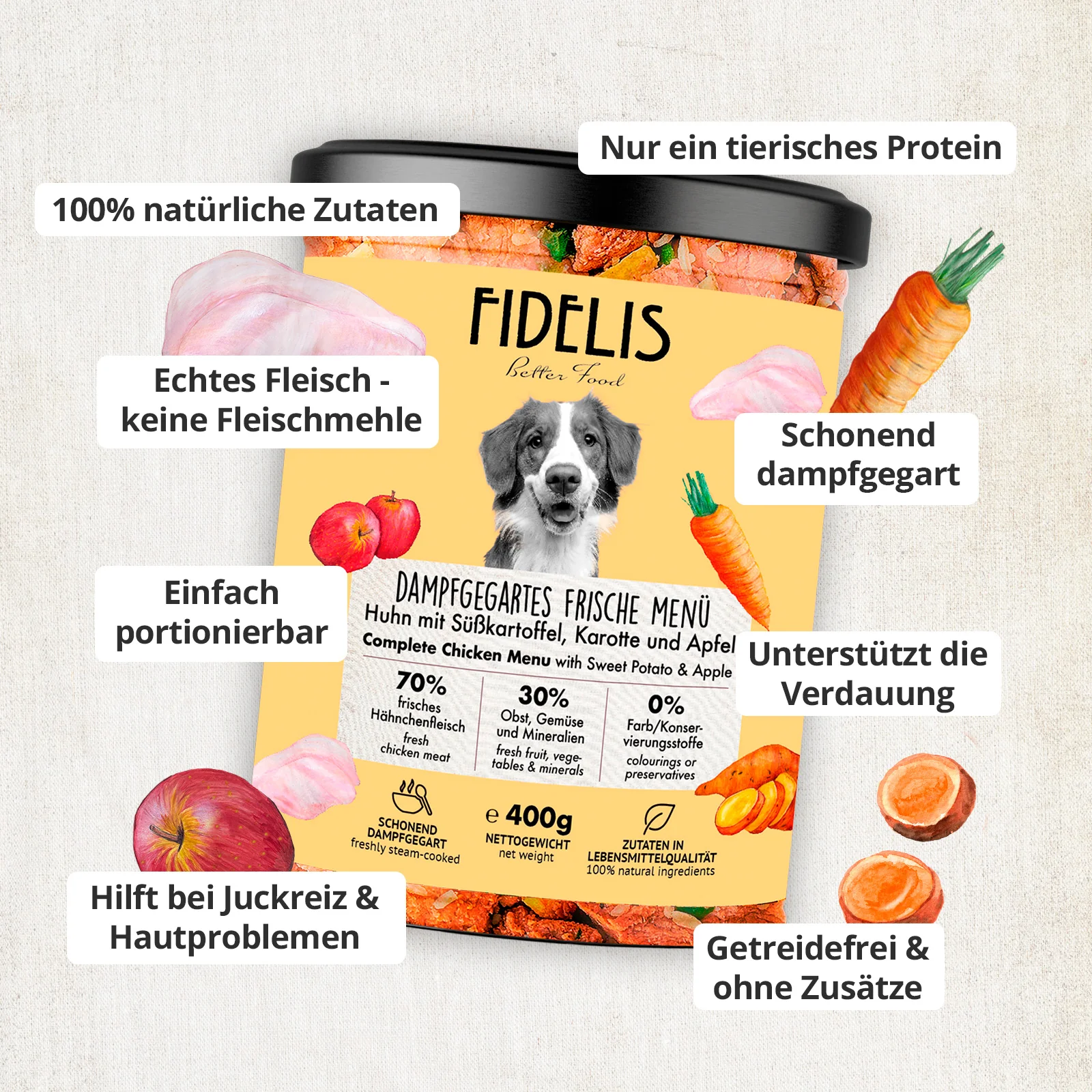 Huhn mit Süßkartoffel, Karotte und Apfel (im Glas) - Image 3