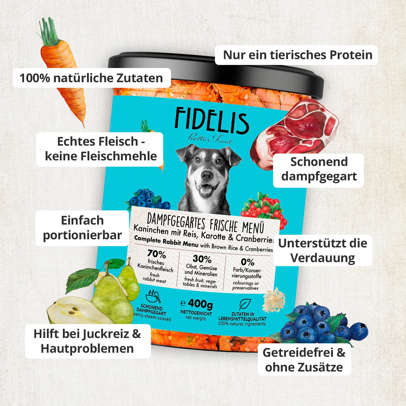 Kaninchen mit Reis, Karotte und Cranberries (im Glas) - Image 3