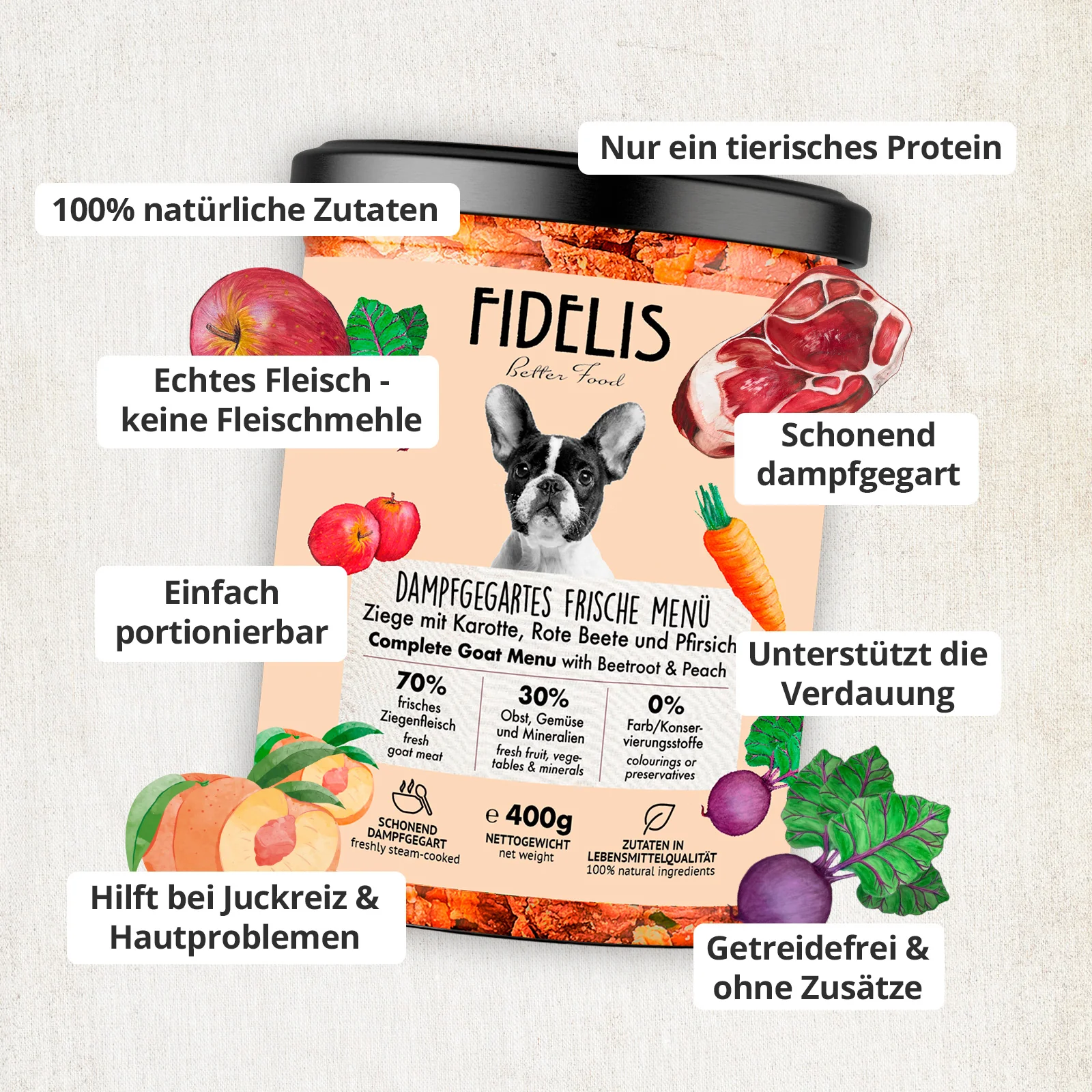 Ziege mit Karotte, Rote Beete und Pfirsich (im Glas) - Image 3