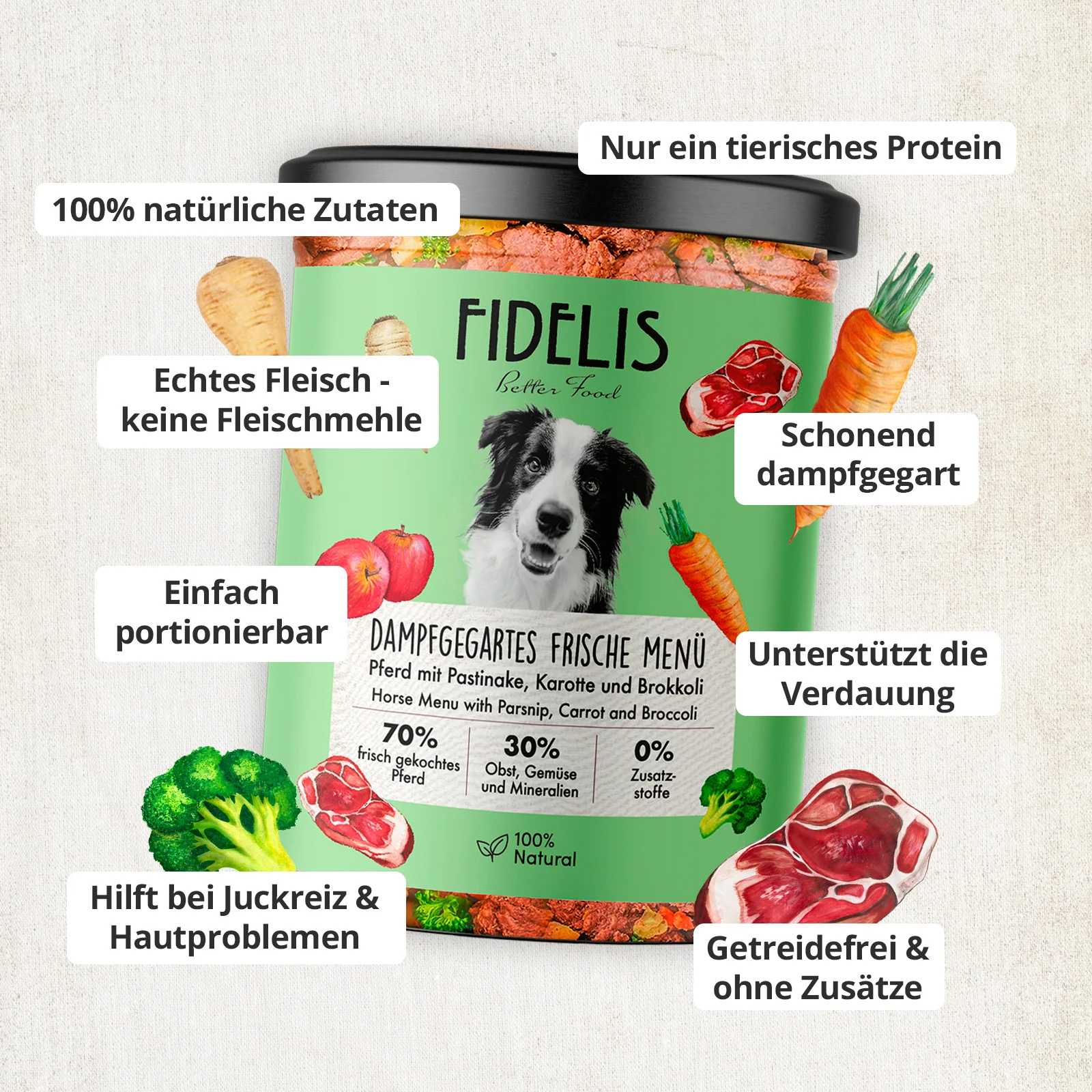 Pferd mit Pastinake, Karotte und Brokkoli (500g) gefroren - Image 3