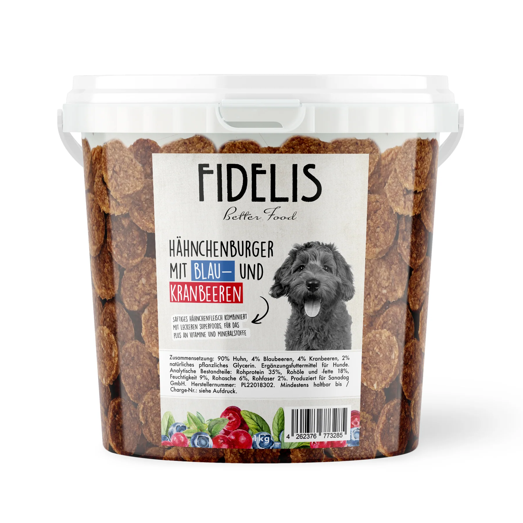 Hähnchenburger mit Blaubeeren und Kranbeeren (800g - Eimer)