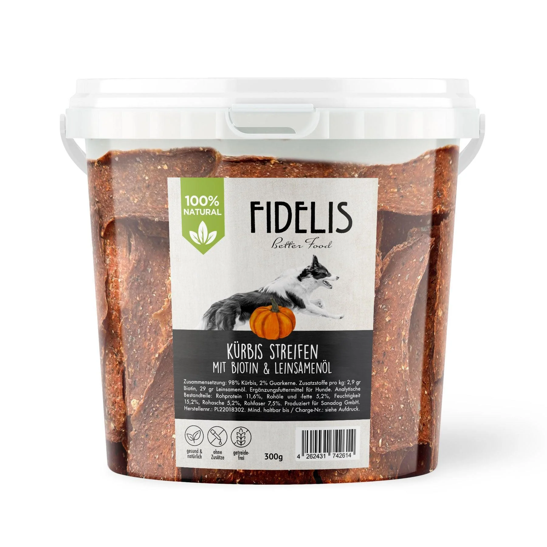 *Kürbis Streifen mit Biotin und Leinsamen (300g-Eimer)