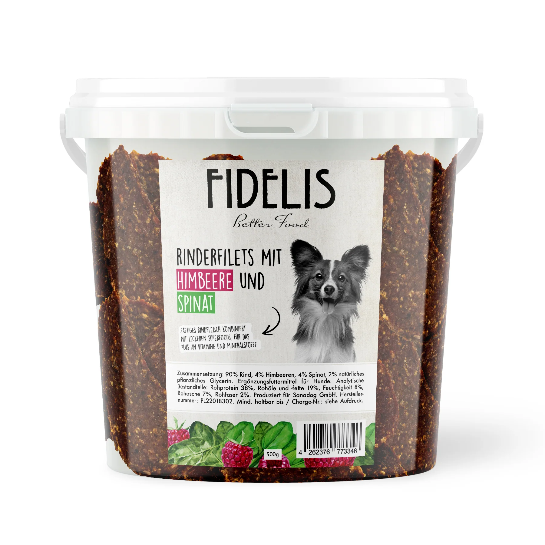 Rinderfilets mit Himbeeren und Spinat (500g-Eimer)