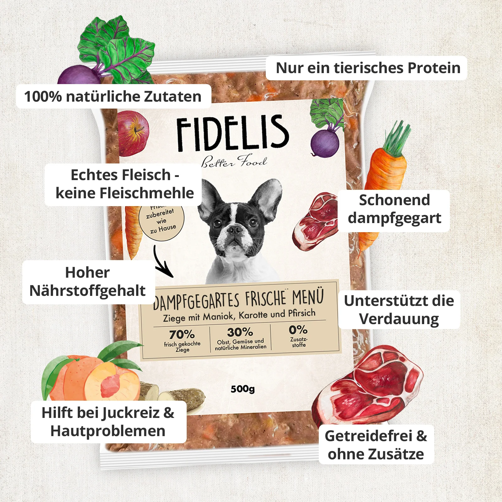 Ziege mit Maniok, Karotten und Pfirsich (500g) gefroren - Image 3